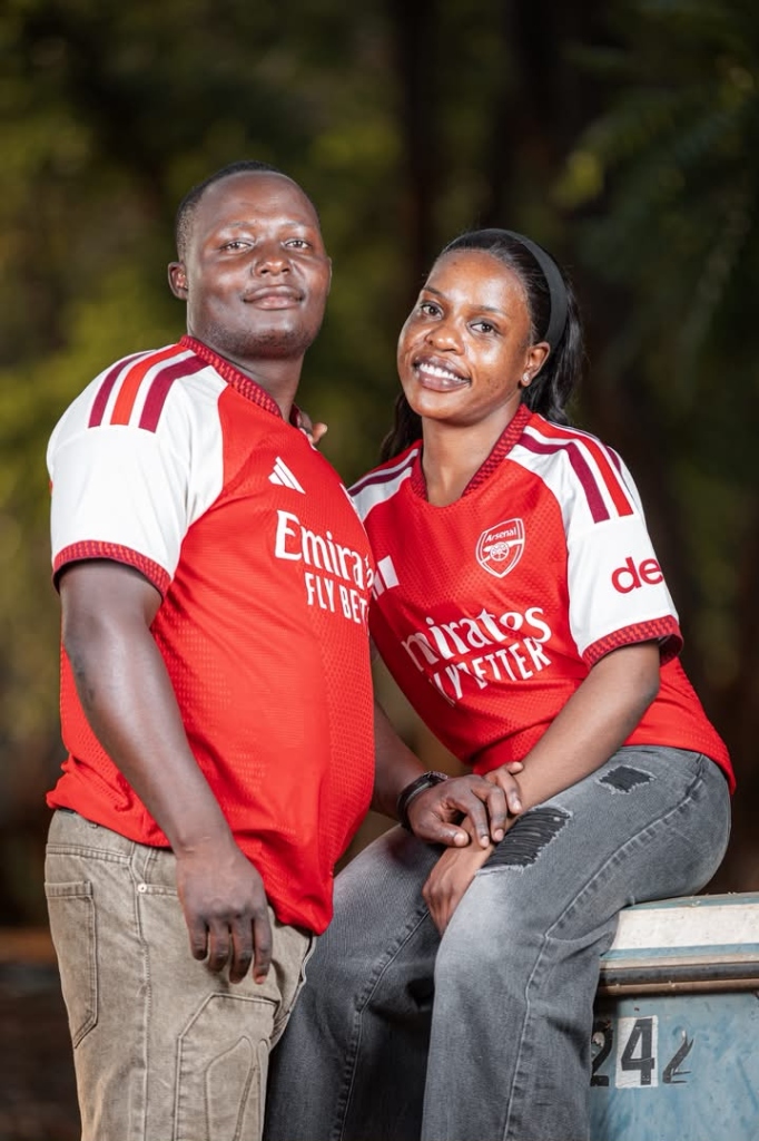 Terrence and Lina in matching Arsenal shirts